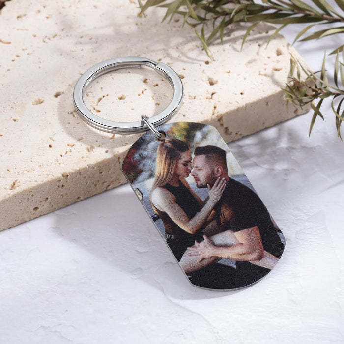 Custom Photo Keychain Personalized Photo Keychain With Name For Couple "Drive Safe I Need You Here With Me" - MadeMineAU