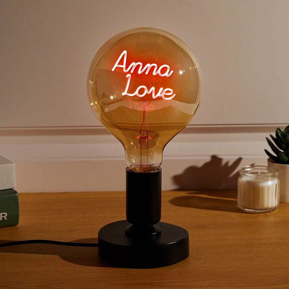 Personalized Household Gifts Custom Text Vintage Edison Led Filament Modeling Lamp Blue and Red Soft Light Bulbs - MadeMineAU