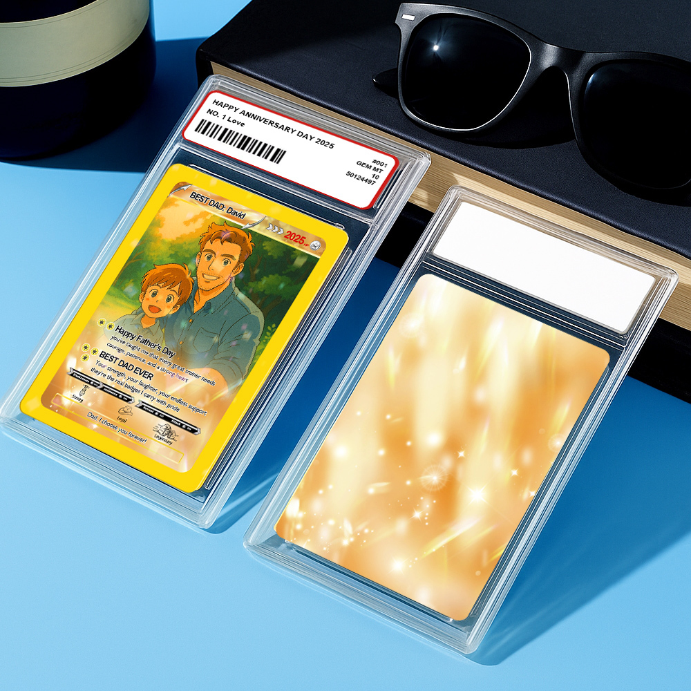 Personalized Cute Clay Style Father Card Retro Cartoon-Inspired Mini Gift for Him Photo Text Poke Card - MyPhotoSocks