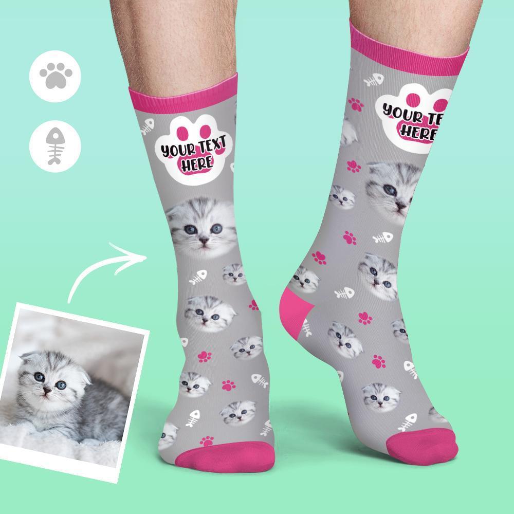 Custom Face Socks Colorful Candy Series Soft And Comfortable Cat Socks - MadeMineAU
