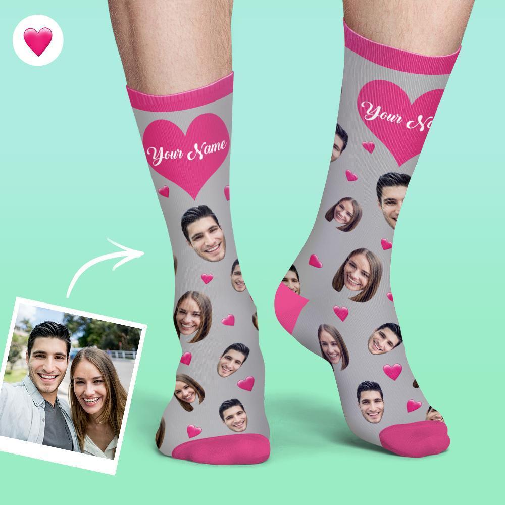 Custom Face Socks Colorful Candy Series Soft And Comfortable Heart Socks - MadeMineAU