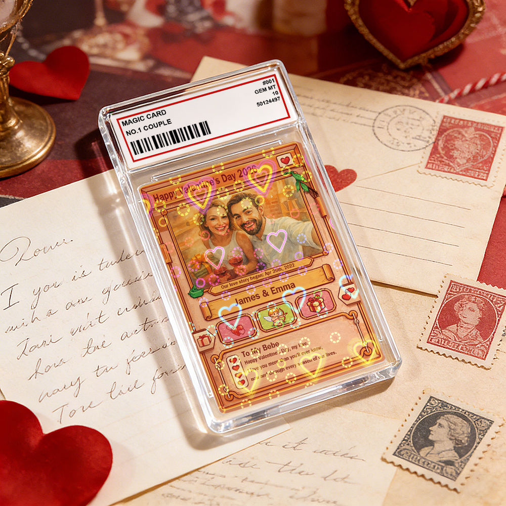 Personalized Valentine’s Day Power Couple Card, Custom Anniversary Card Couple Photo Anime Style, Best Valentine's Day Gift for Lover - MademineAU