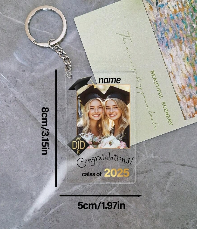 Personalized 2025 Graduation Gifts Keychains Class Of 2025 Gifts For Him Her Inspirational Keychains Bulk For College High School Seniors Gift.Customized Graduation Blessing Gift With Photos And Names.Unique Ideal Gifts For Him,Her,Boyfriend,Girlfrien