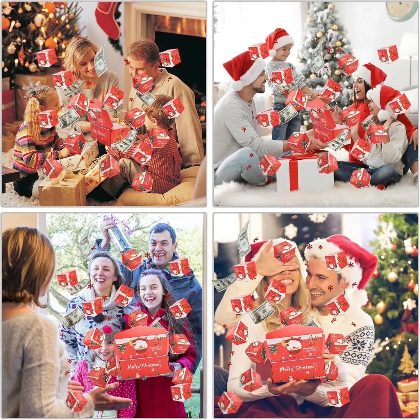 Surprise Gift Box Explosion for Money Unique Folding Bouncing Red Green Christmas - MademineAU