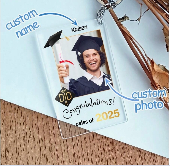 Personalized 2025 Graduation Gifts Keychains Class Of 2025 Gifts For Him Her Inspirational Keychains Bulk For College High School Seniors Gift.Customized Graduation Blessing Gift With Photos And Names.Unique Ideal Gifts For Him,Her,Boyfriend,Girlfrien