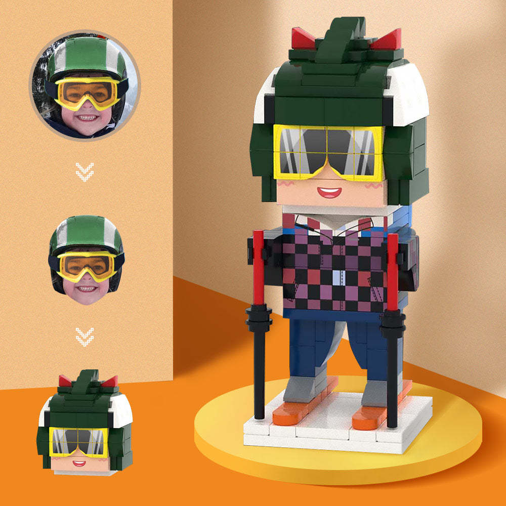 Customized Head Skier Figures Small Particle Block Toy Customizable Brick Art Gifts - MyCustomBrickheadz