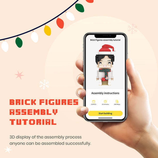 Personalized Fully Body 2 People Custom Brick Figures Romantic Rose Scenery Couple Gift - MyCustomBrickFigures