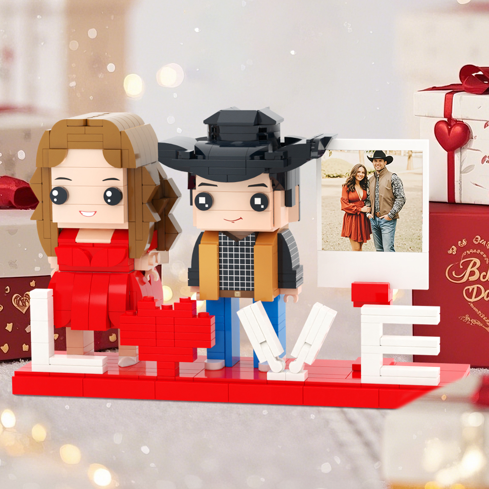 Customizable Fully Body 2 People Brick Figure Gift For Couples On Valentine's Day Small Particle Block Gift For Lovers