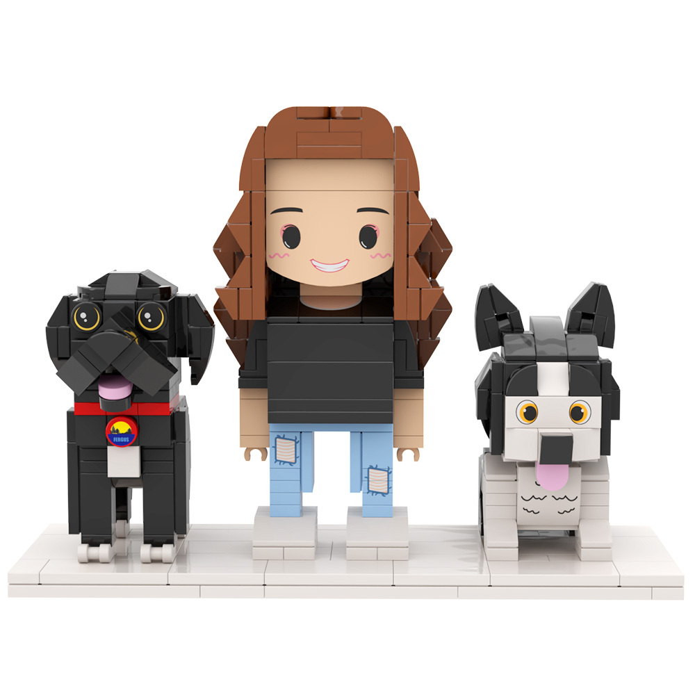 Personalized 1 People Fully Body People With Dog and Cat Pets Family Gifts - MyCustomBrickFigures