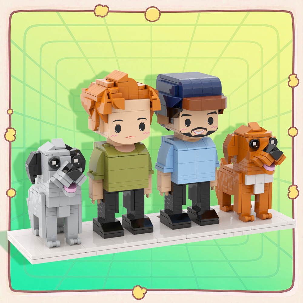 Personalized 1 People Fully Body People With Dog and Cat Pets Family Gifts - MyCustomBrickFigures