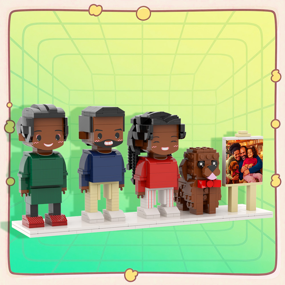Personalized 1 People Fully Body People With Dog and Cat Pets Family Gifts - MyCustomBrickFigures
