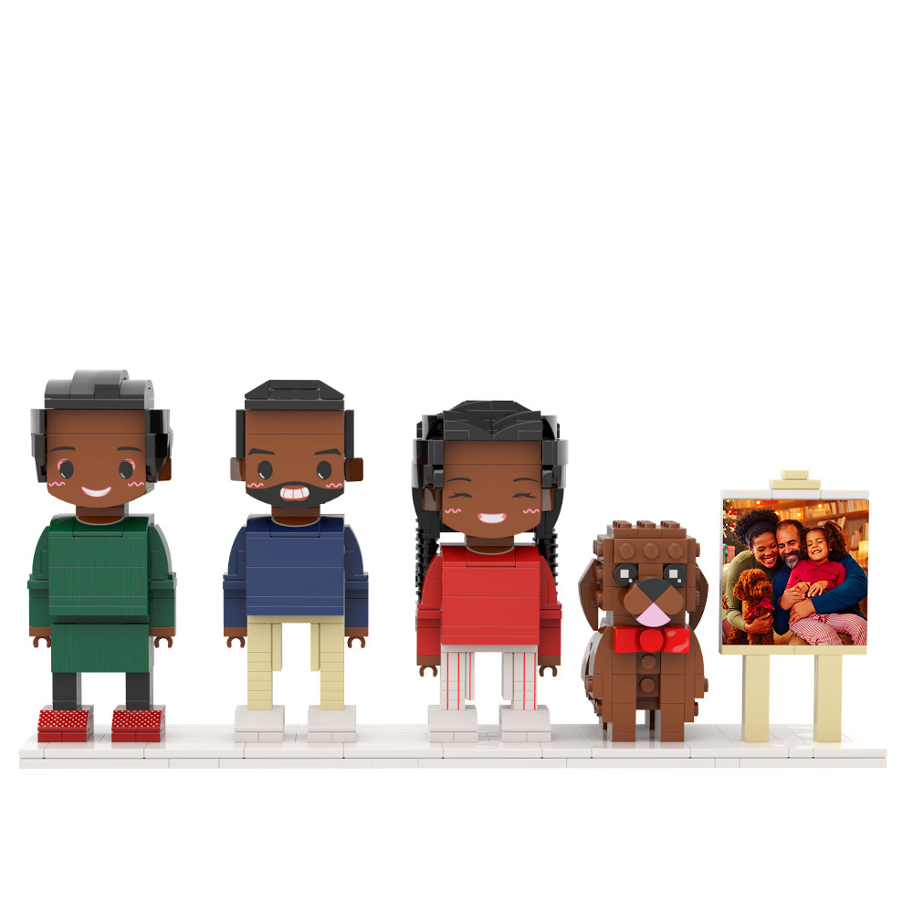 Personalized 1 People Fully Body People With Dog and Cat Pets Family Gifts - MyCustomBrickFigures