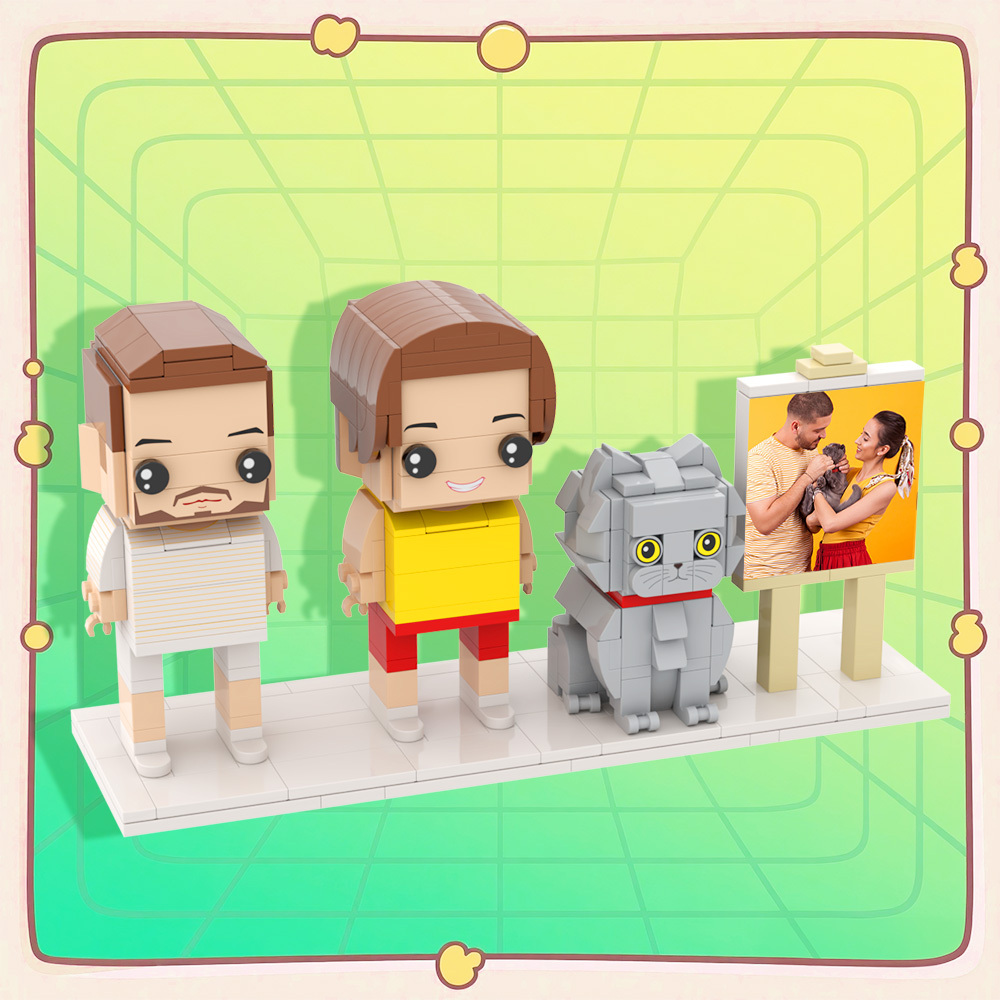 Personalized 1 People Fully Body People With Dog and Cat Pets Family Gifts - MyCustomBrickFigures