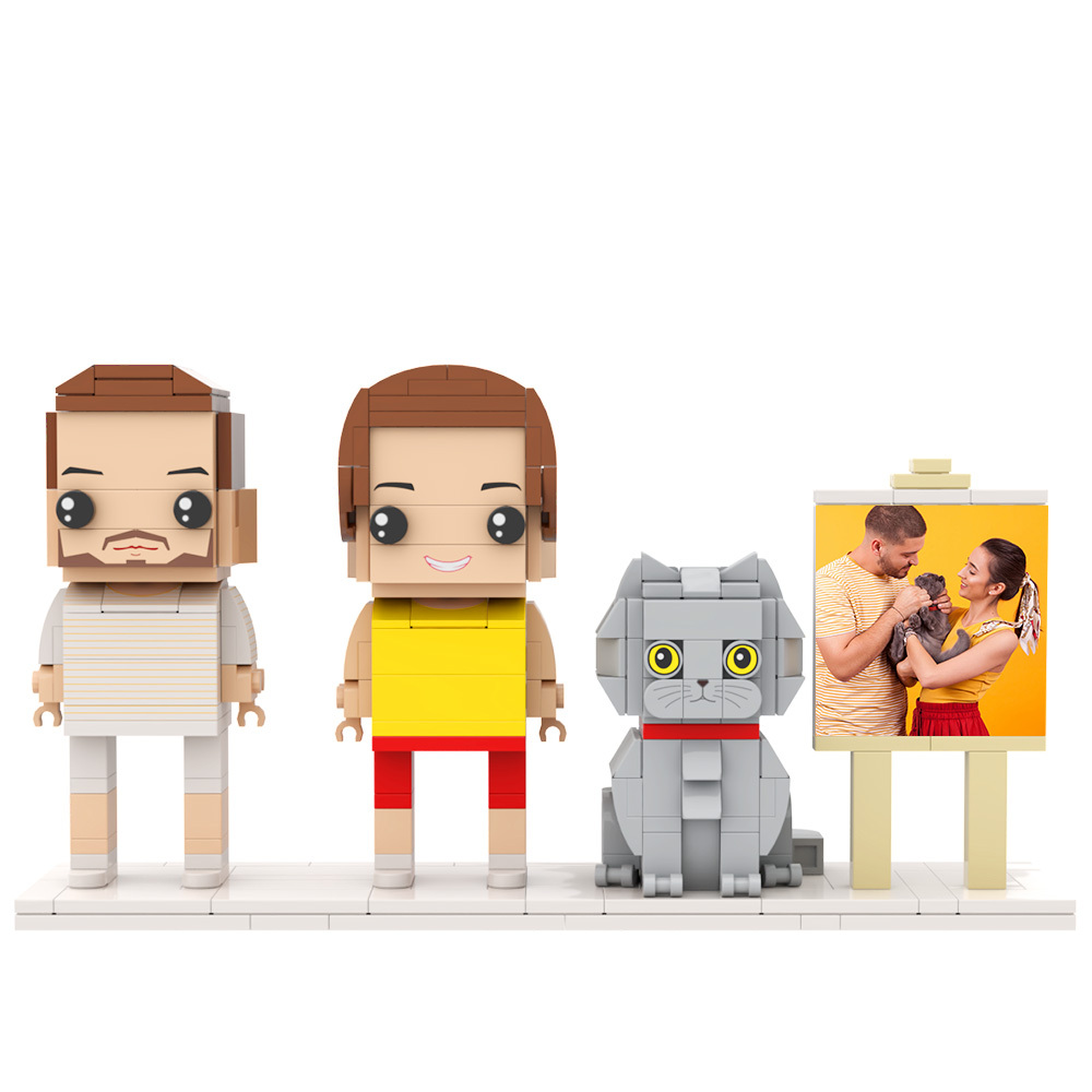 Personalized 1 People Fully Body People With Dog and Cat Pets Family Gifts - MyCustomBrickFigures