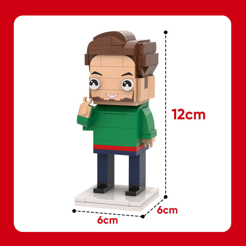Custom Brick Figure Full Body Customizable 1 Person Custom Brick Figures Small Particle Block Toy Brick Me Figures Funny Boy