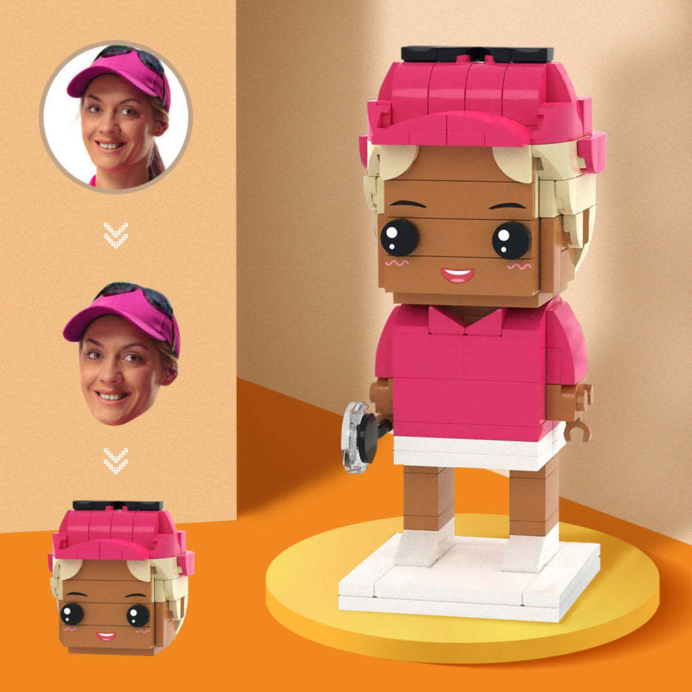 Customized Head Female Tennis Players Figures Small Particle Block Toy Customizable Brick Art Gifts - MyCustomBrickheadz