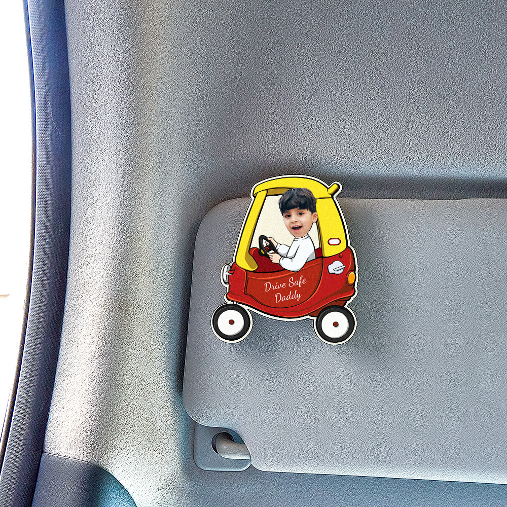 Personalized Drive Safe Daddy Car Visor Clip Custom Wooden Car Visor Clip Best Gifts for Him Father's Day Gift - MyCustomBrickFigures