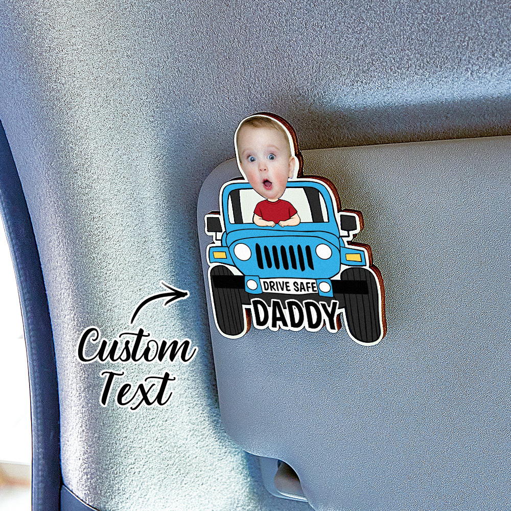 Personalized Drive Safe Daddy Car Visor Clip Custom Wooden Car Visor Clip Best Gifts for Him Father's Day Gift - MyCustomBrickFigures