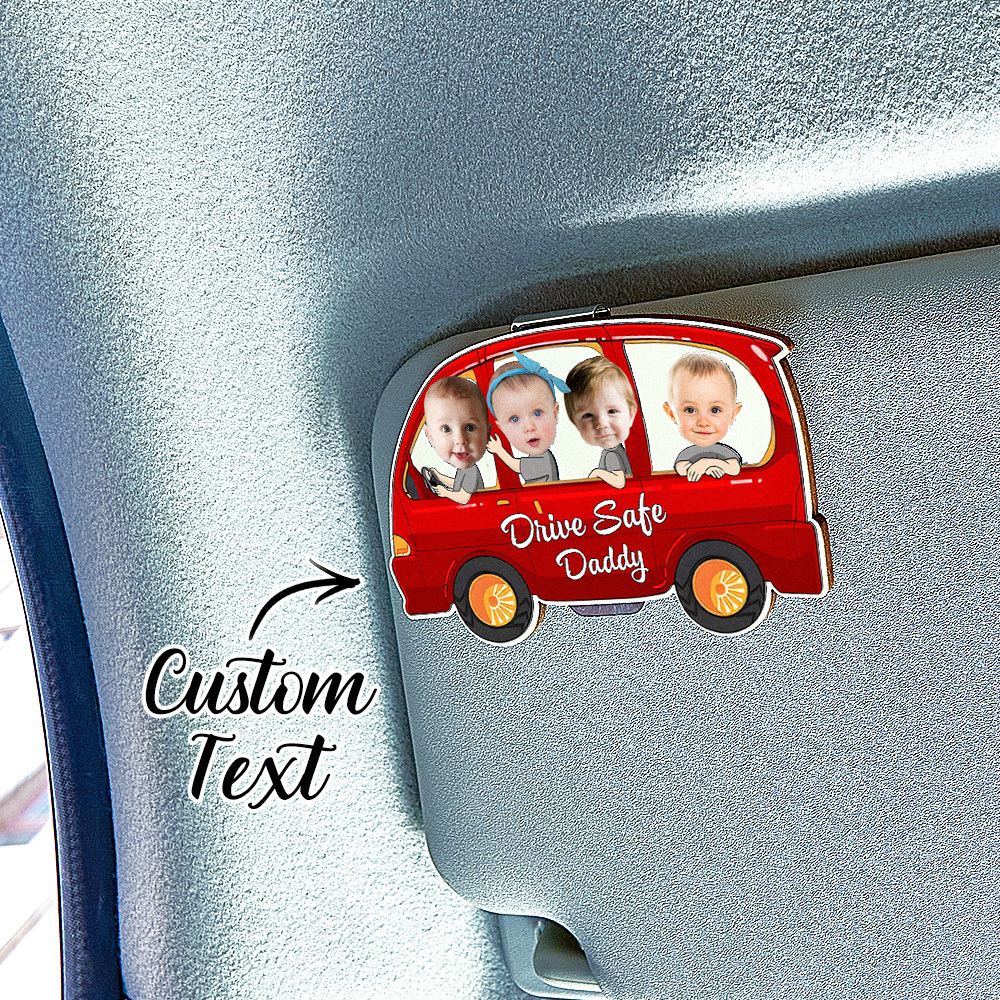 Personalized Drive Safe Daddy Car Visor Clip Custom Wooden Car Visor Clip Best Gifts for Him Father's Day Gift - MyCustomBrickFigures