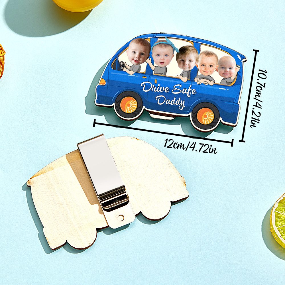 Personalized Drive Safe Daddy Car Visor Clip Custom Wooden Car Visor Clip Best Gifts for Him Father's Day Gift - MyCustomBrickFigures