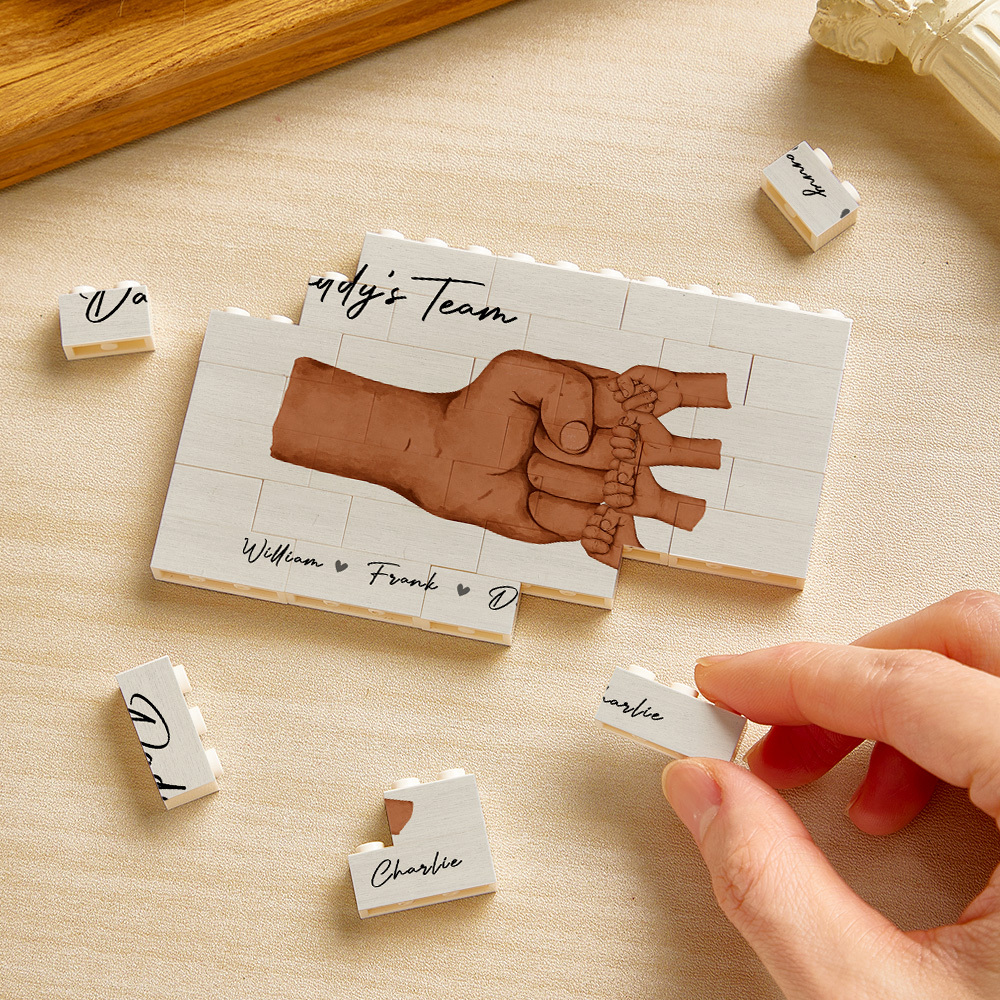 Personalized Building Brick Daddy's Team Puzzle Building Brick Blocks Gift for Father - MyCustomBrickFigures