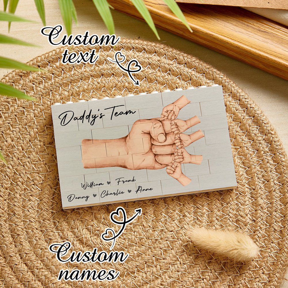 Personalized Building Brick Daddy's Team Puzzle Building Brick Blocks Gift for Father - MyCustomBrickFigures