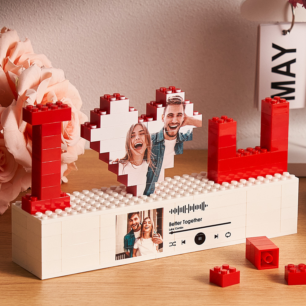 Personalized I Love You Photo Building Brick Puzzles Spotify Code Music Photo Block Gift for Lover - MyCustomBrickFigures