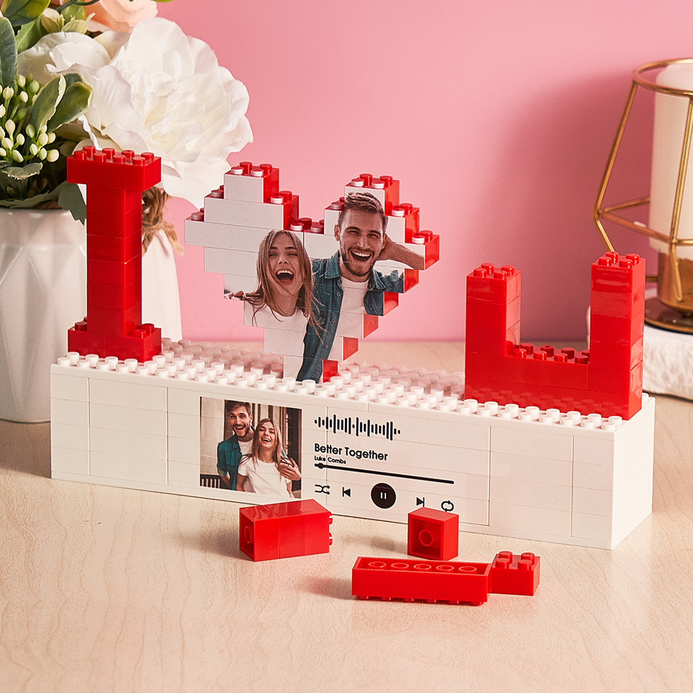 Personalized I Love You Photo Building Brick Puzzles Spotify Code Music Photo Block Gift for Lover - MyCustomBrickFigures