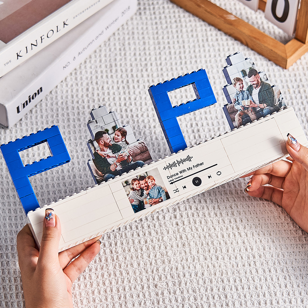 Personalized Papa Photo Building Brick Puzzles Spotify Code Music Photo Block Father's Day Gifts - MyCustomBrickFigures