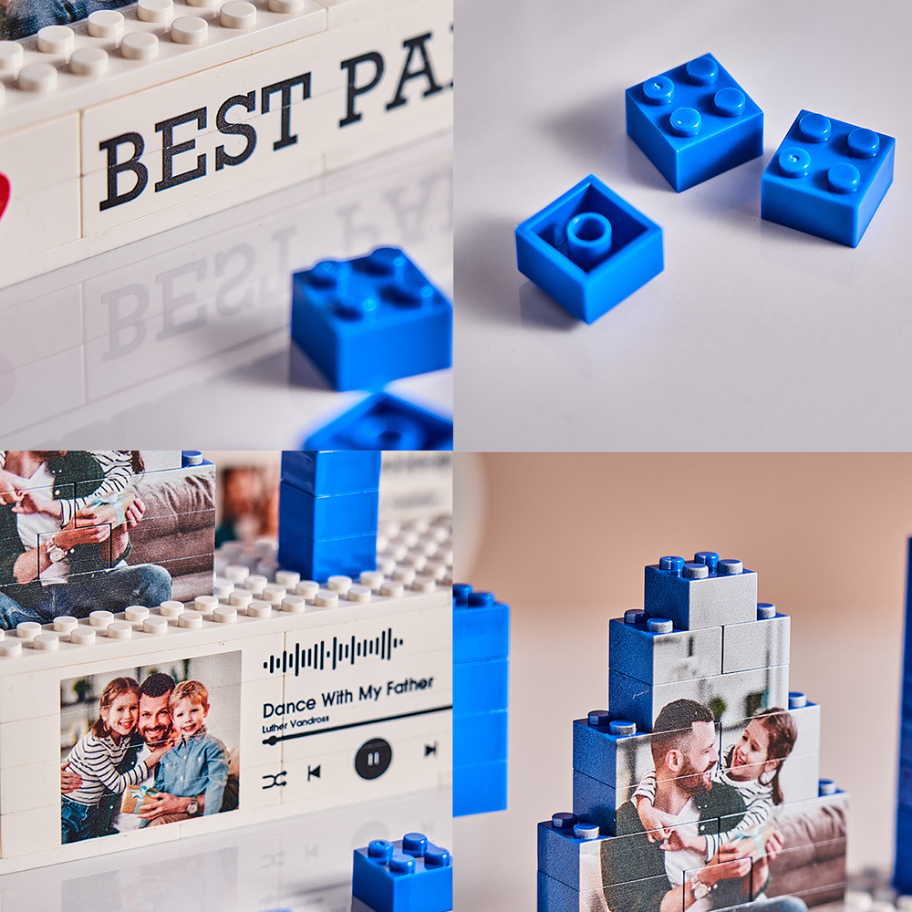 Personalized Papa Photo Building Brick Puzzles Spotify Code Music Photo Block Father's Day Gifts - MyCustomBrickFigures