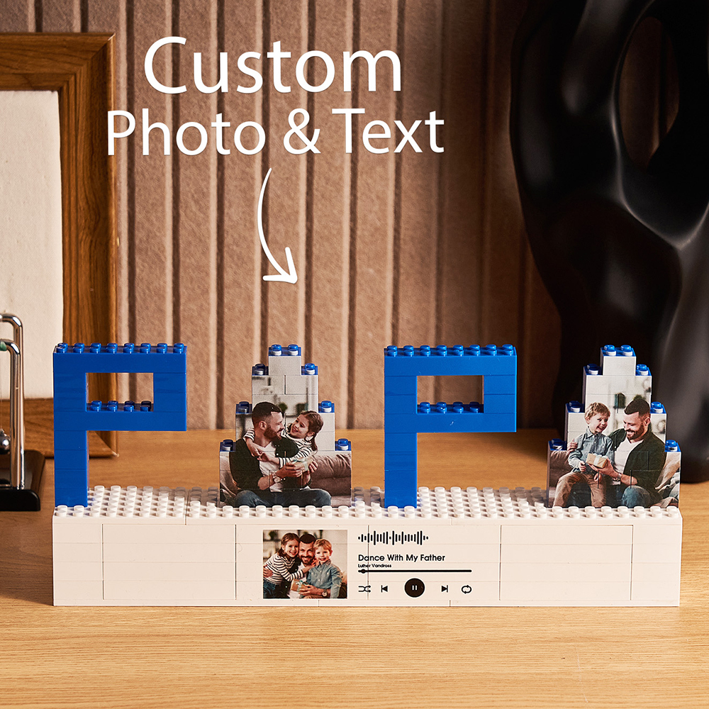 Personalized Papa Photo Building Brick Puzzles Spotify Code Music Photo Block Father's Day Gifts - MyCustomBrickFigures