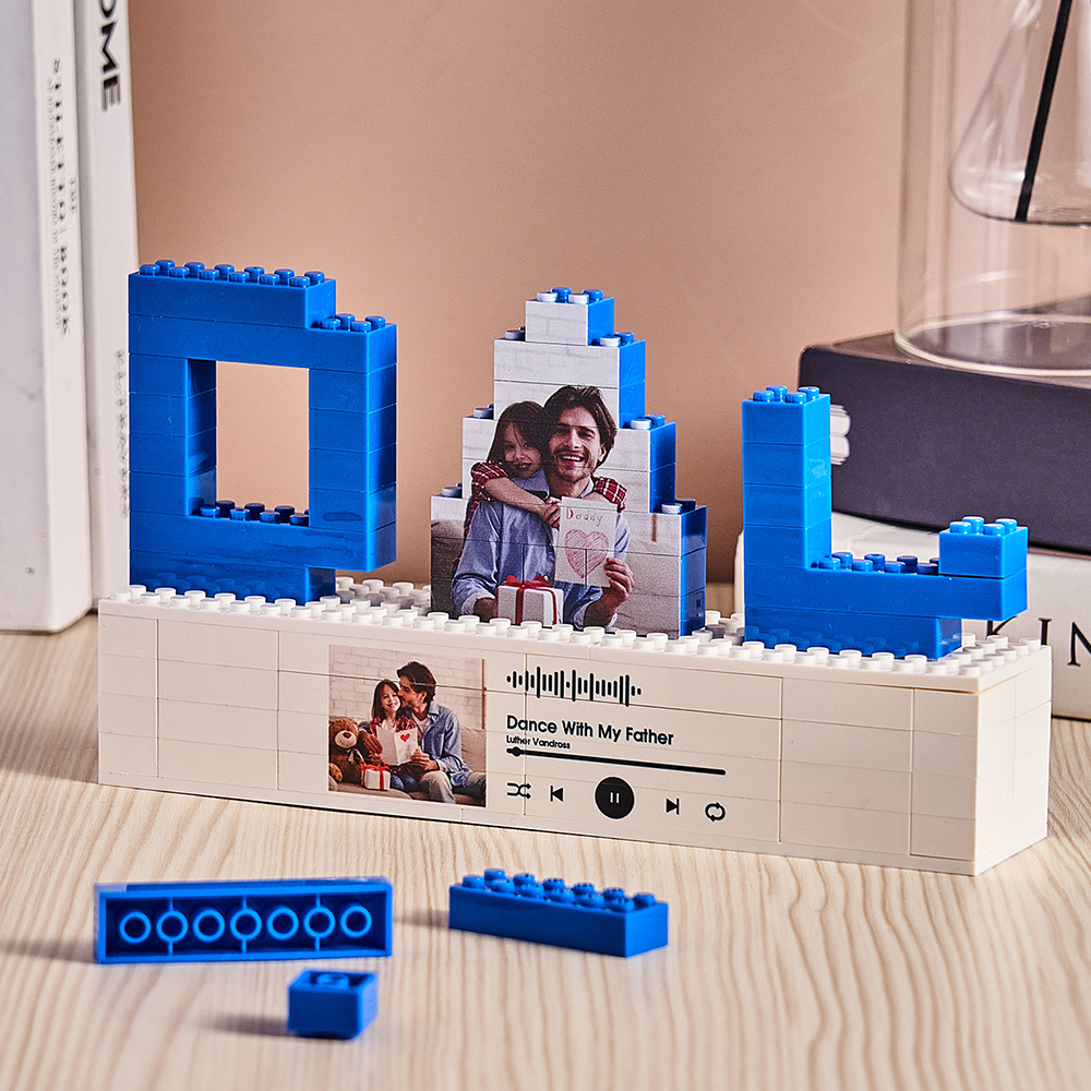 Personalized Dad Photo Building Brick Puzzles Spotify Code Music Photo Block Father's Day Gifts - MyCustomBrickFigures
