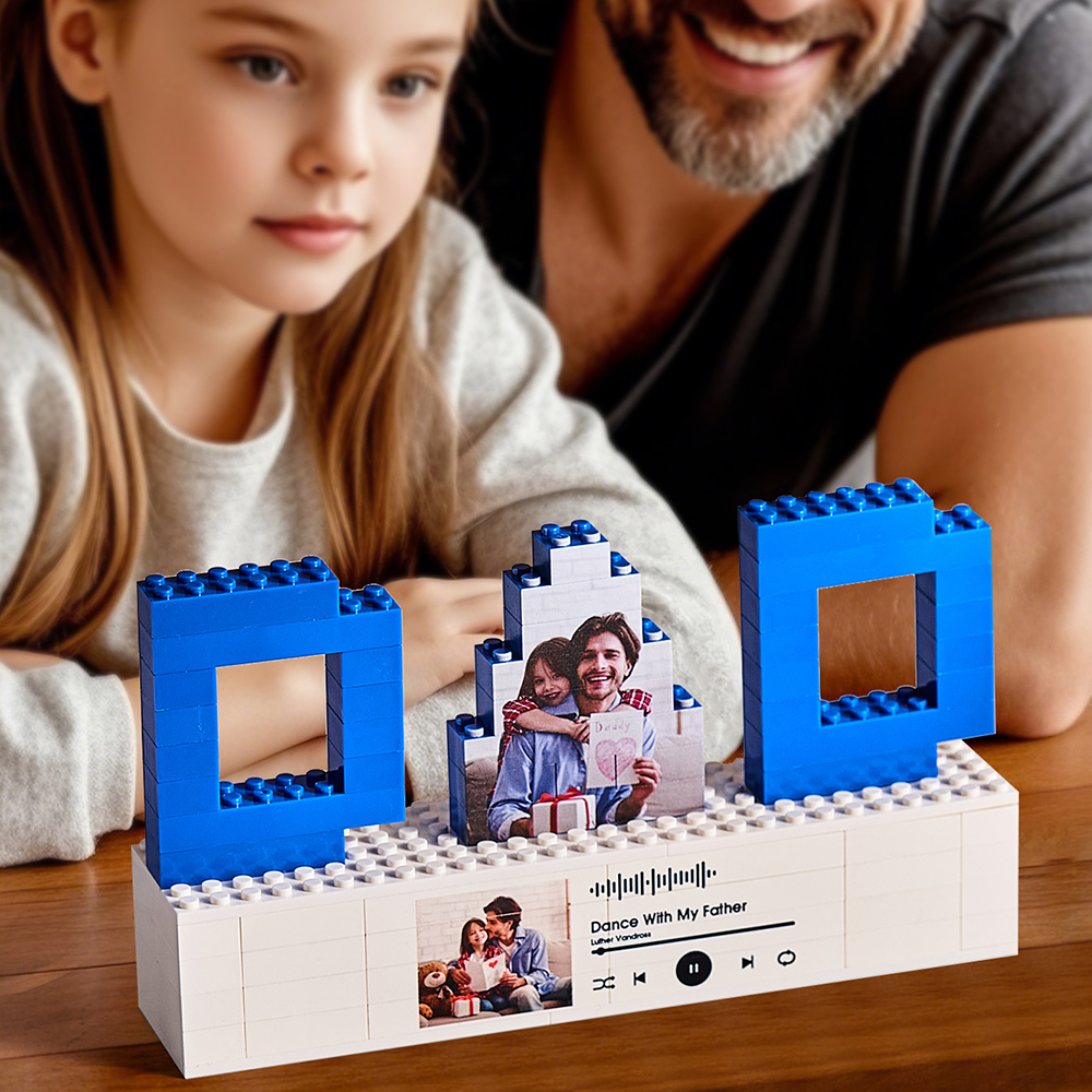 Personalized Dad Photo Building Brick Puzzles Spotify Code Music Photo Block Father's Day Gifts - MyCustomBrickFigures
