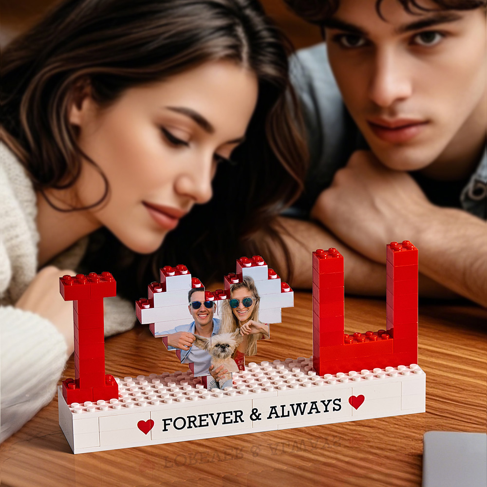 Personalized I Love You Photo Building Brick Puzzles Custom Text Photo Block Gift for Lover