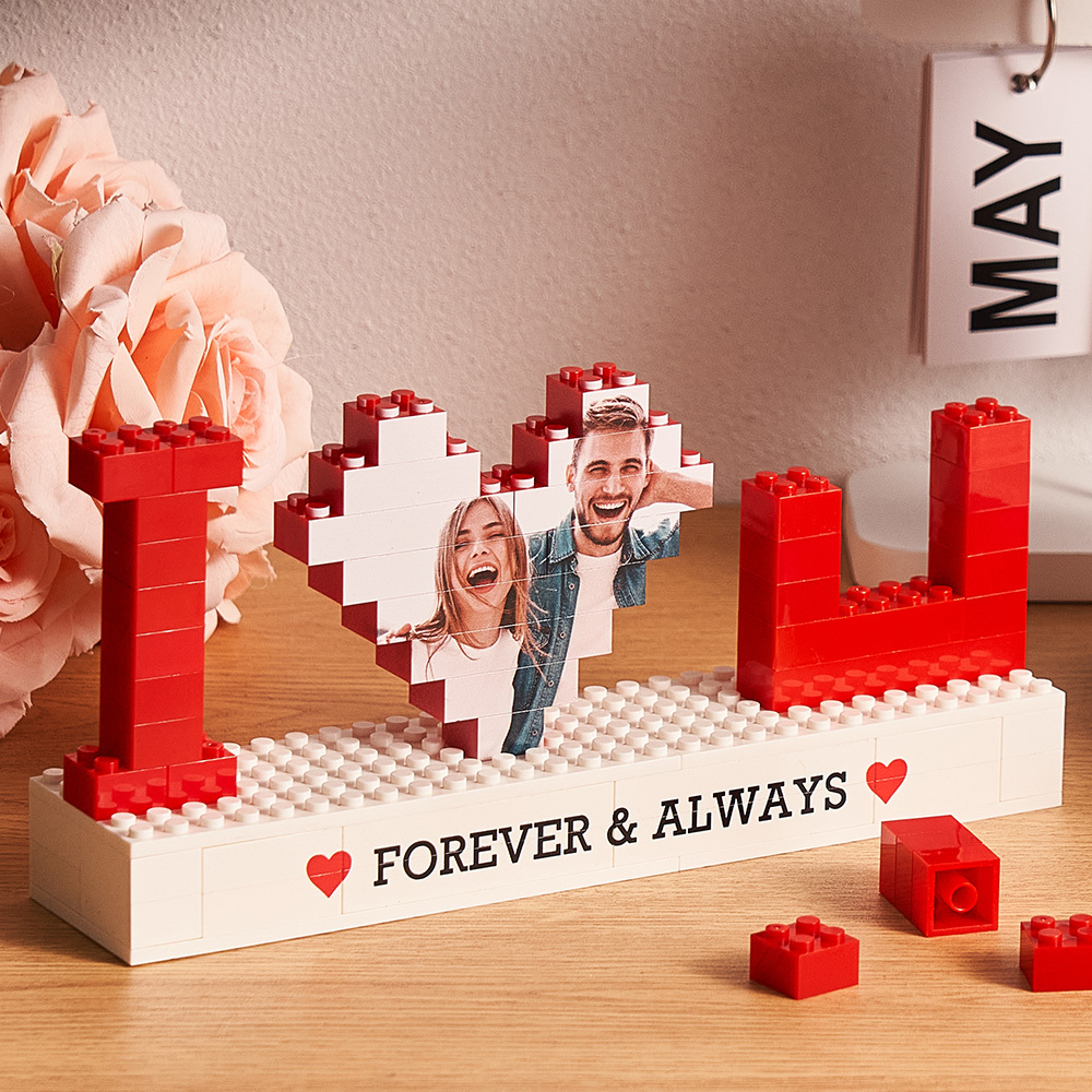 Personalized I Love You Photo Building Brick Puzzles Custom Text Photo Block Gift for Lover - MyCustomBrickFigures