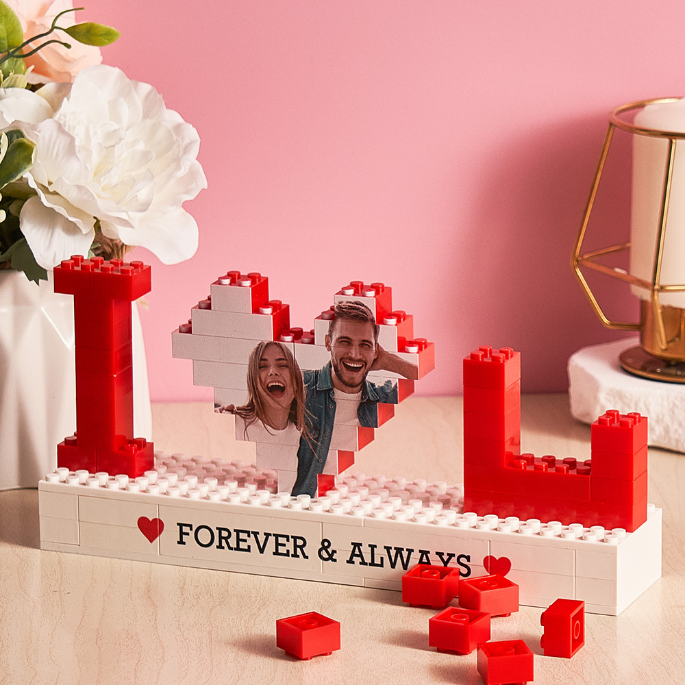 Personalized I Love You Photo Building Brick Puzzles Custom Text Photo Block Gift for Lover - MyCustomBrickFigures