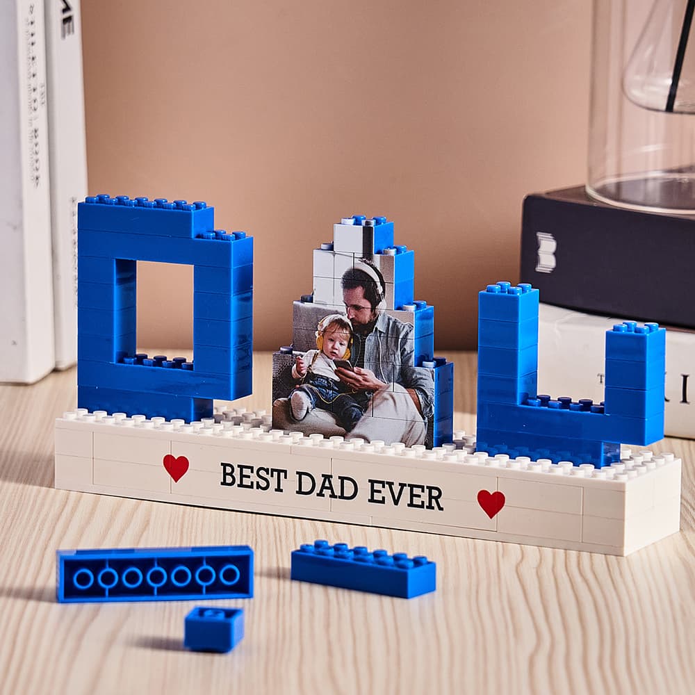 Personalized Dad Photo Building Brick Puzzles Custom Text Photo Block Father's Day Gifts