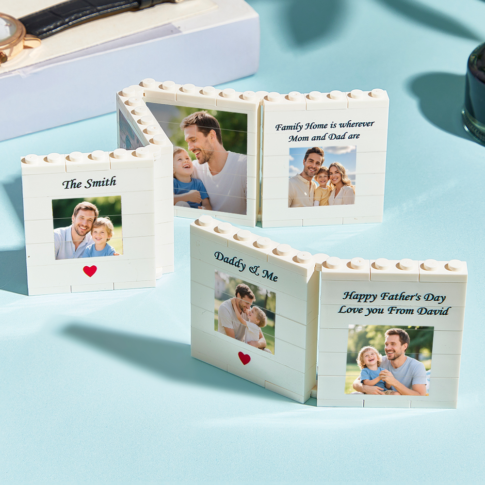 Personalised Fold-Out Daddy & Me Brick Photo Block Gift Mini Photo Album Keepsake Gift for Dad, Puzzle, Him, Dad, Fathers Day, Grandad