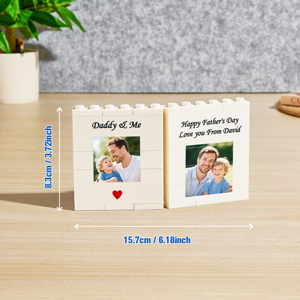 Personalised Fold-Out Daddy & Me Brick Photo Block Gift Mini Photo Album Keepsake Gift for Dad, Puzzle, Him, Dad, Fathers Day, Grandad