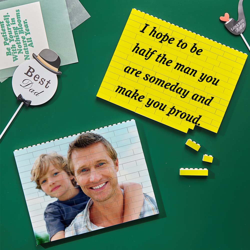 Personalized Building Brick Custom Photo Block Square Shape Father's Day Gift