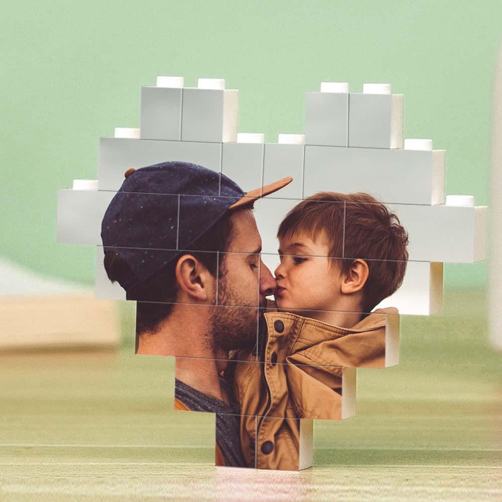 Custom Spotify Code Building Brick Personalized Photo and Text Block Heart Shape for Father's Day Gifts - MyCustomBrickheadz