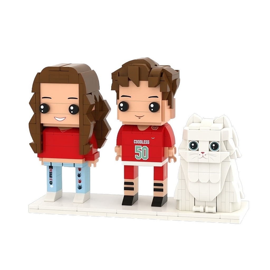 Personalized 1 People Fully Body People With Dog and Cat Pets Family Gifts - MyCustomBrickFigures