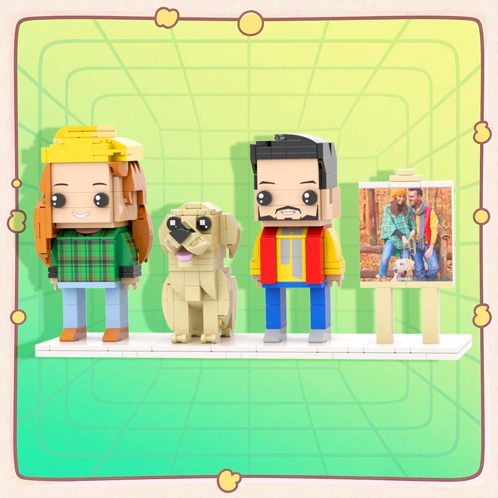 Customizable Full Body 2 People Brick Figures Persaonalized Brick Figures with  Pets Gift for Couple - MyCustomBrickFigures