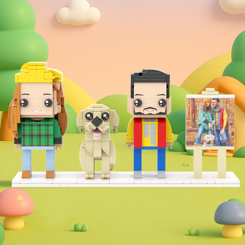Customizable Full Body 2 People Brick Figures Persaonalized Brick Figures with  Pets Gift for Couple - MyCustomBrickFigures