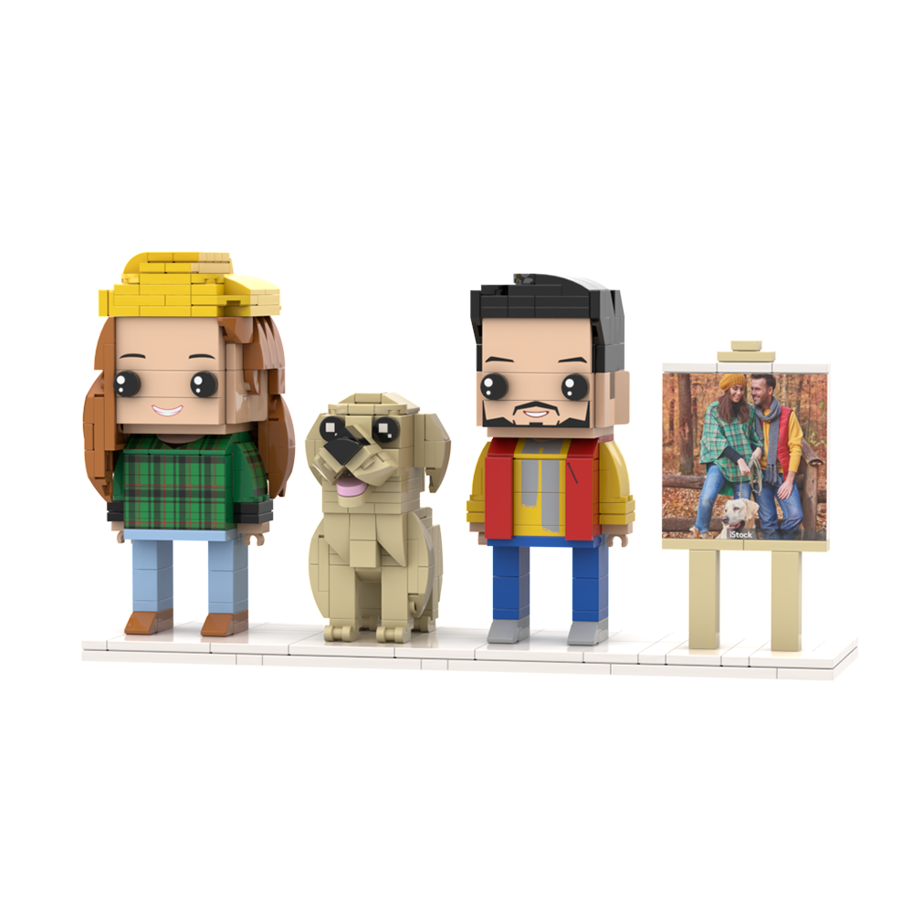 Customizable Full Body 2 People Brick Figures Persaonalized Brick Figures with  Pets Gift for Couple - MyCustomBrickFigures