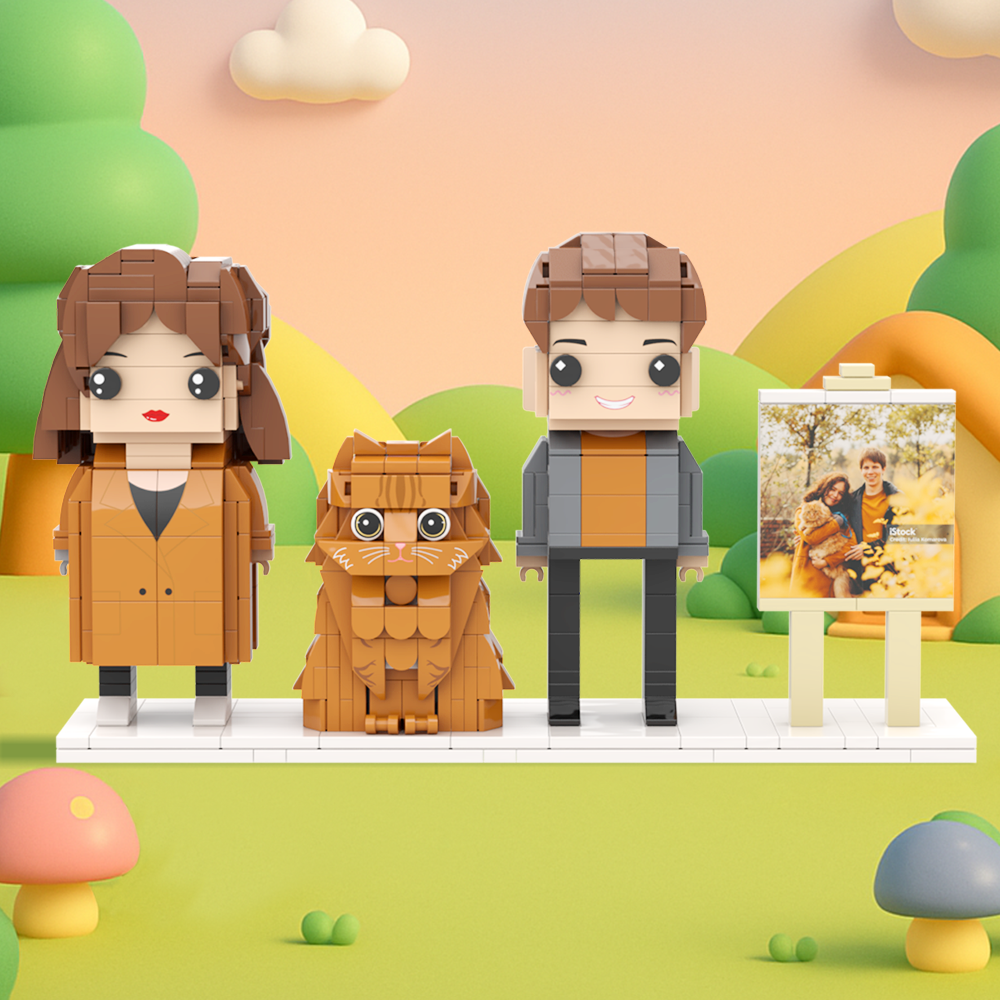 Customizable Full Body 2 People Brick Figures Persaonalized Brick Figures with  Pets Gift for Couple - MyCustomBrickFigures