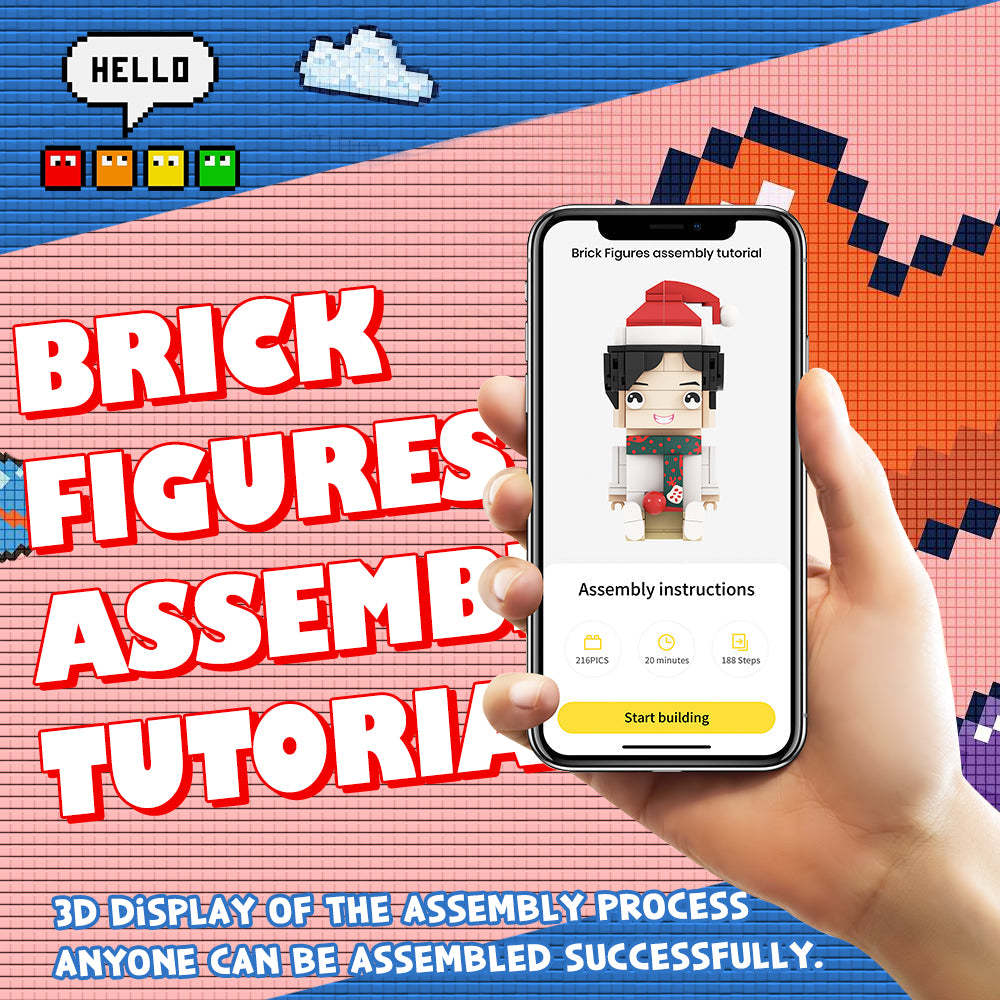 Custom Brick Figure Full Body Customizable 1 Person Custom Brick Figures Small Particle Block Toy Brick Me Figures Funny Boy