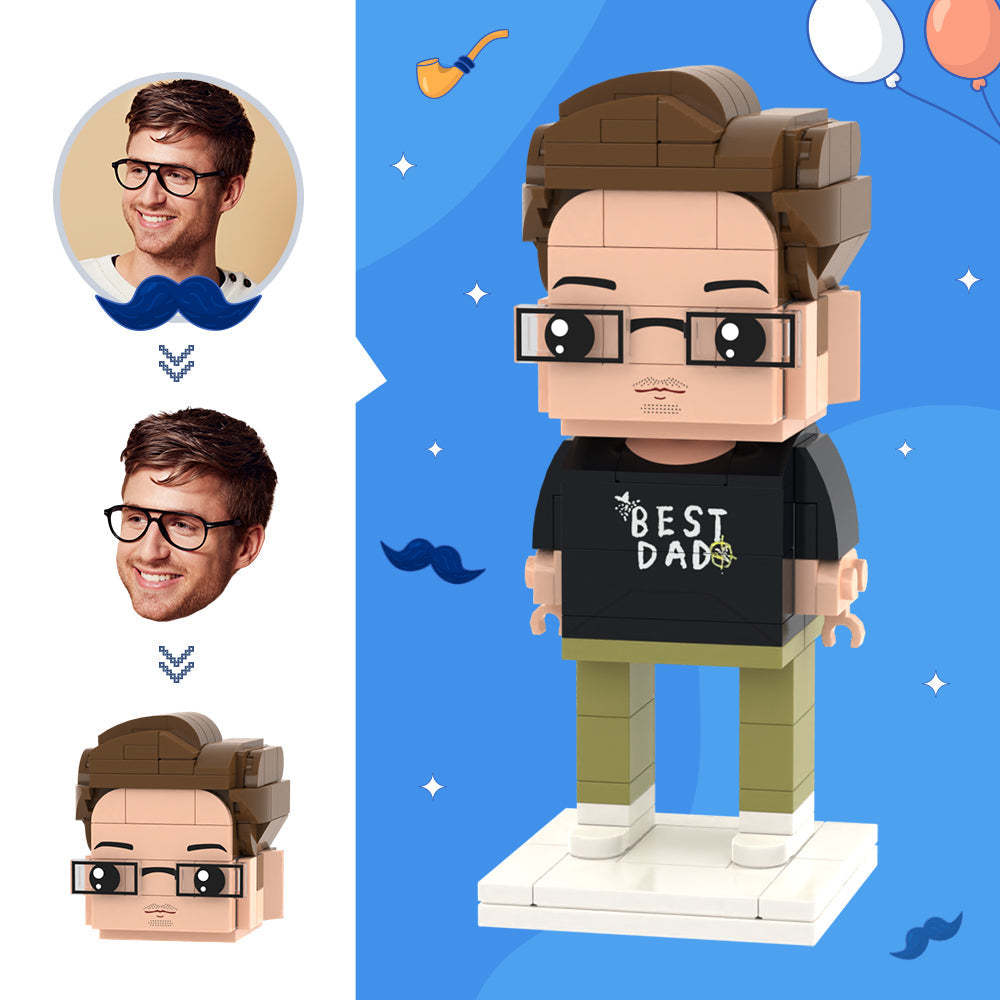 Gifts for Dad Custom Head Brick Figures Best Dad Brick Figures Small Particle Block Toy - MyCustomBrickheadz