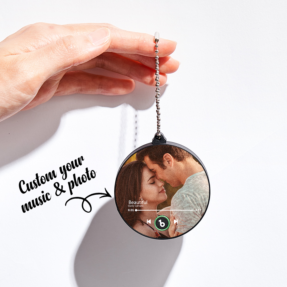 Custom Photo Music Keychain Music Box Bag Charm That Plays Music Without Cell Phone Family Gifts