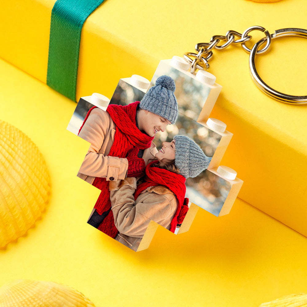 Personalised Photo Keychain Building Bricks Block Keychain Diamond Shape - MyCustomBrickheadz
